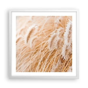Plakat i hvid ramme - Gyldent susen af græsser - 50x50 cm