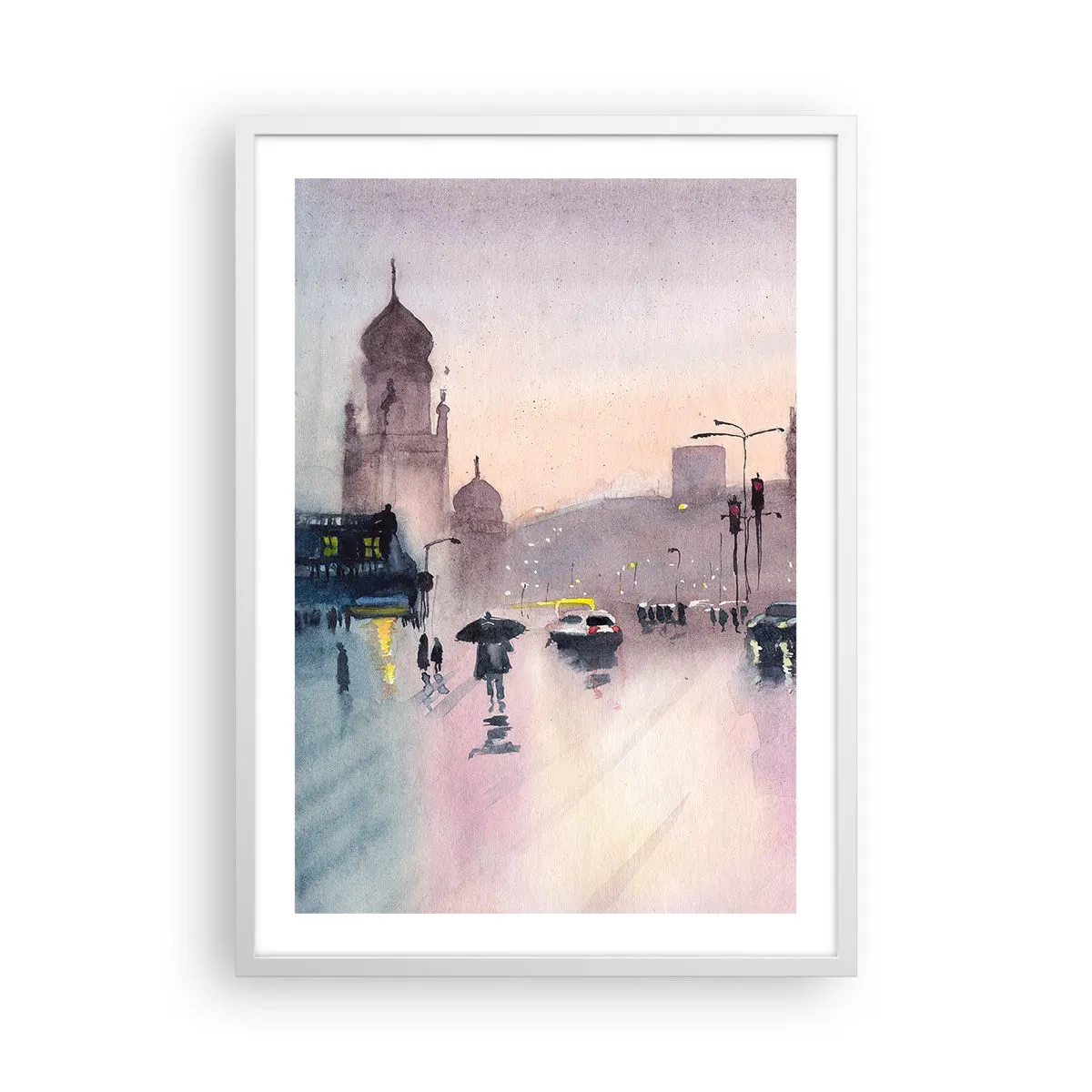 Plakat i hvid ramme - I en regnfuld tåge - 50x70 cm
