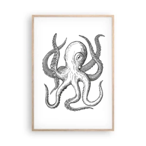Plakat i ramme af lyst egetræ - Dans med bølger - 70x100 cm
