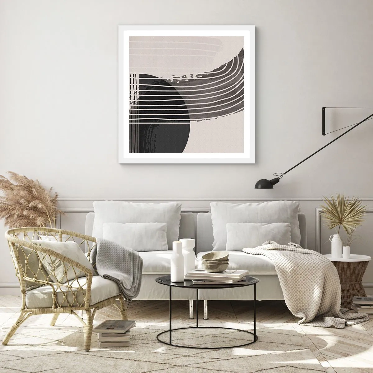 Plakat i hvid ramme - Derhen og tilbage - 60x60 cm