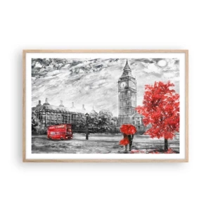 Plakat i ramme af lyst egetræ - En spændende dag - 91x61 cm