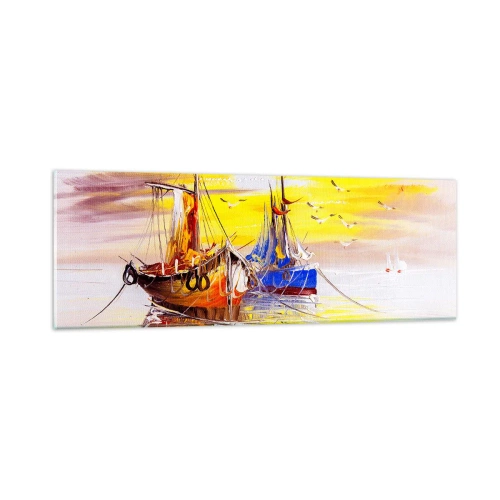 Billede på glas - Et velfortjent hvil i havnen - 90x30 cm