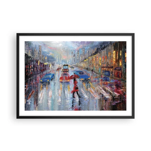 Plakat i sort ramme - Regnfuld eftermiddag i byen - 70x50 cm