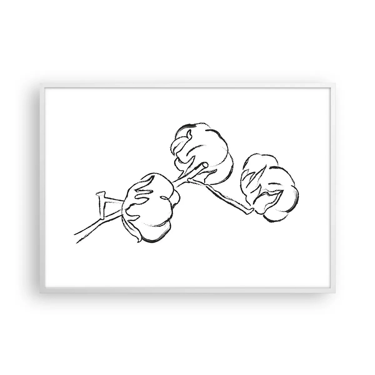 Plakat i hvid ramme - Bomuld ned - 100x70 cm