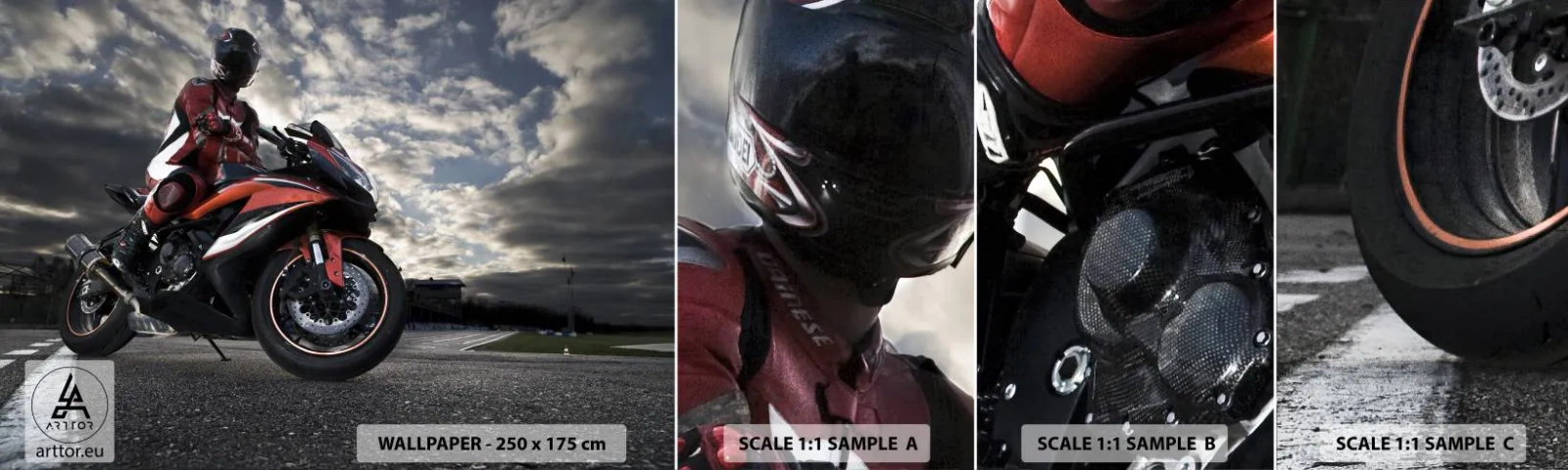 Fototapet Prøve Standard Eco - Mørkets rytter - Automotive, Motorcykel, Race - 100x30 cm