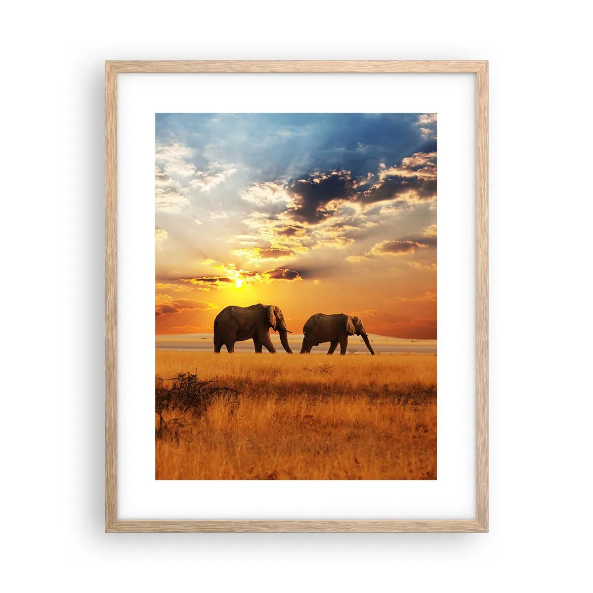 Plakat i ramme af lyst egetræ - Familievandring - 40x50 cm