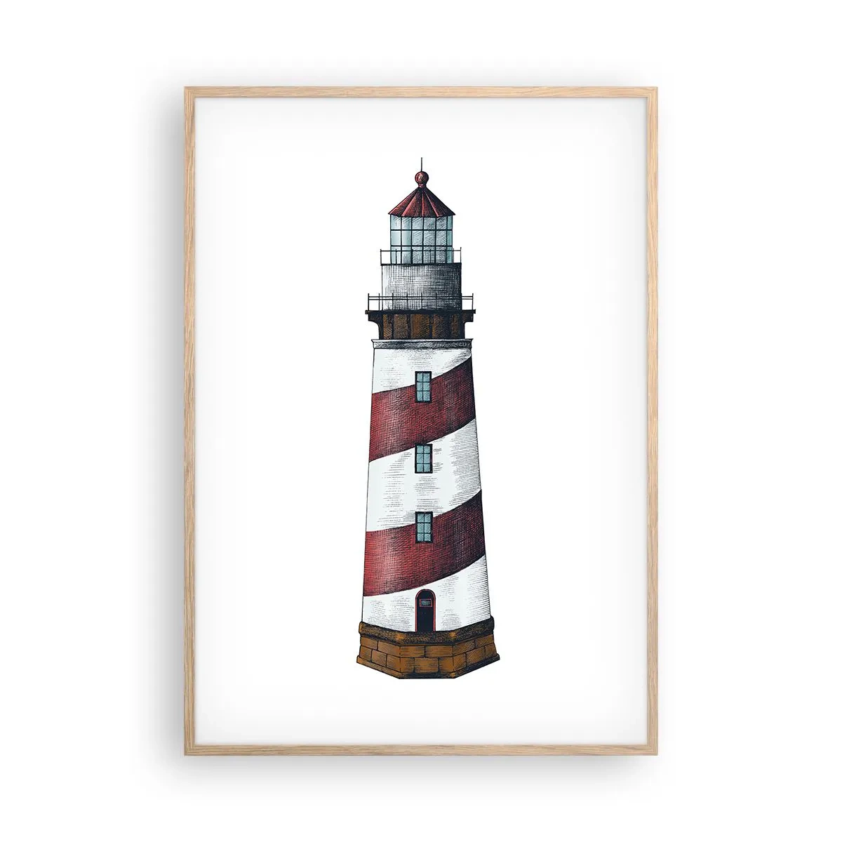 Plakat i ramme af lyst egetræ - Altid på vagt - 70x100 cm