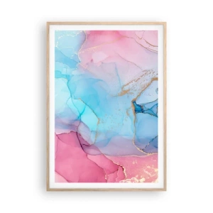 Plakat i ramme af lyst egetræ - Møde og gennemtrængning - 70x100 cm