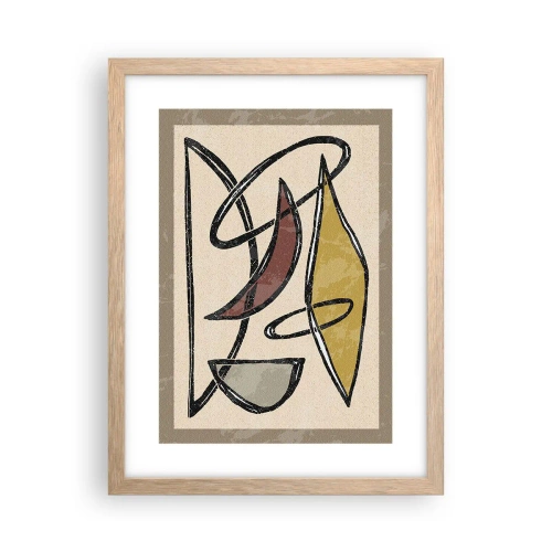 Plakat i ramme af lyst egetræ - Vertikaler og niveauer - 30x40 cm