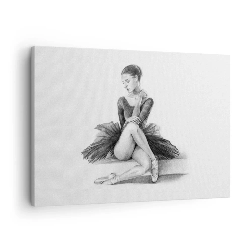 Lærredstryk - Billede på lærred - En skitse af en ballerina i en diskret, klassisk stil - 70x50cm - Fortryllet af dans - Moderne vægdekoration til stue og soveværelse ARTTOR