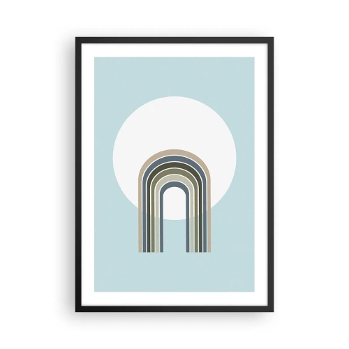 Plakat i sort ramme - En minimalistisk bue med pastelfarver mod en cirkulær baggrund - 50x70cm - Uimodståelig tiltrækningskraft - Moderne vægdekoration til stue og soveværelse ARTTOR