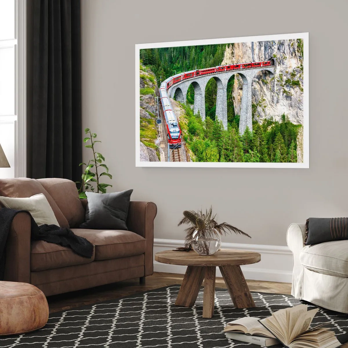 Plakat - Udsigt over bjergene til gengæld - 100x70 cm