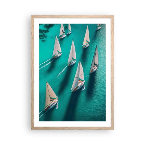 Plakat i ramme af lyst egetræ - Konkurrerer med vinden - 50x70 cm