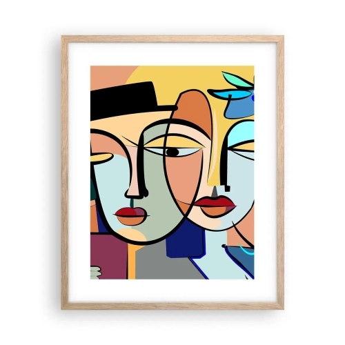 Plakat i ramme af lyst egetræ - Picassos randez vous - 40x50 cm