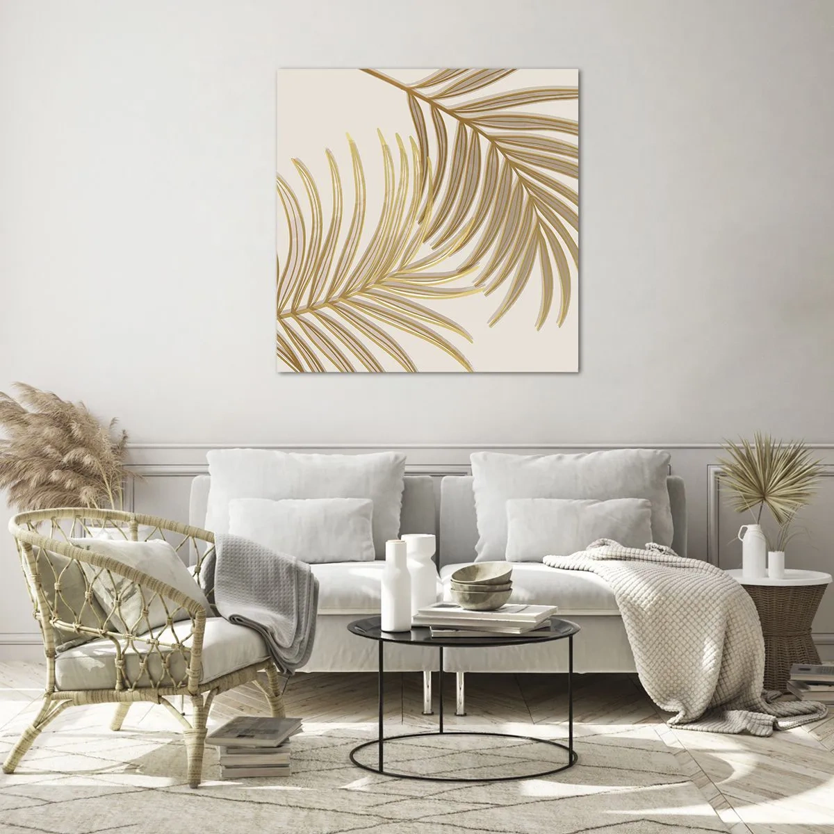 Billede på glas - Gylden palme! - 70x70 cm