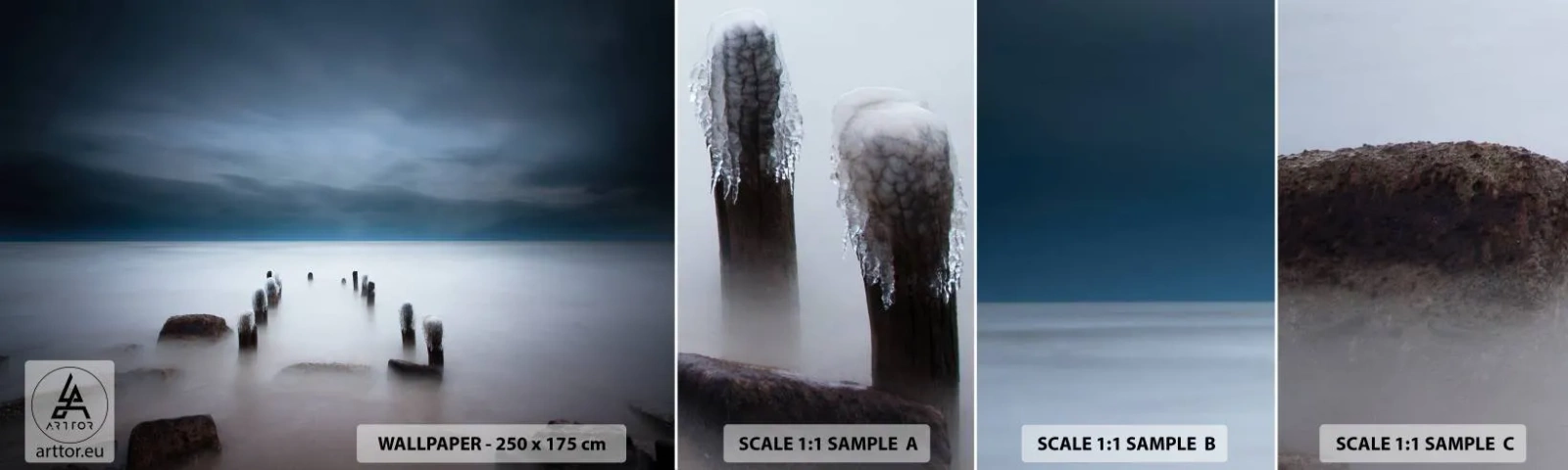 Prøve Fototapet Selvklæbende Deluxe Sticker - En betænksom sø - Landskab, Hav, Sø - 100x30 cm