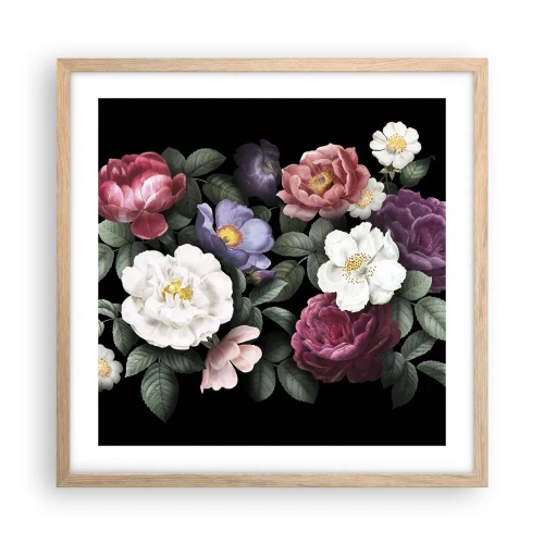 Plakat i ramme af lyst egetræ - Fra en engelsk have - 50x50 cm