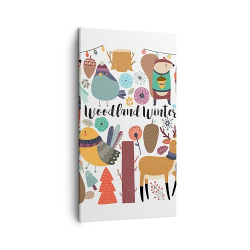 Lærredstryk - Billede på lærred - En eventyrlig jul i skoven - 45x80 cm