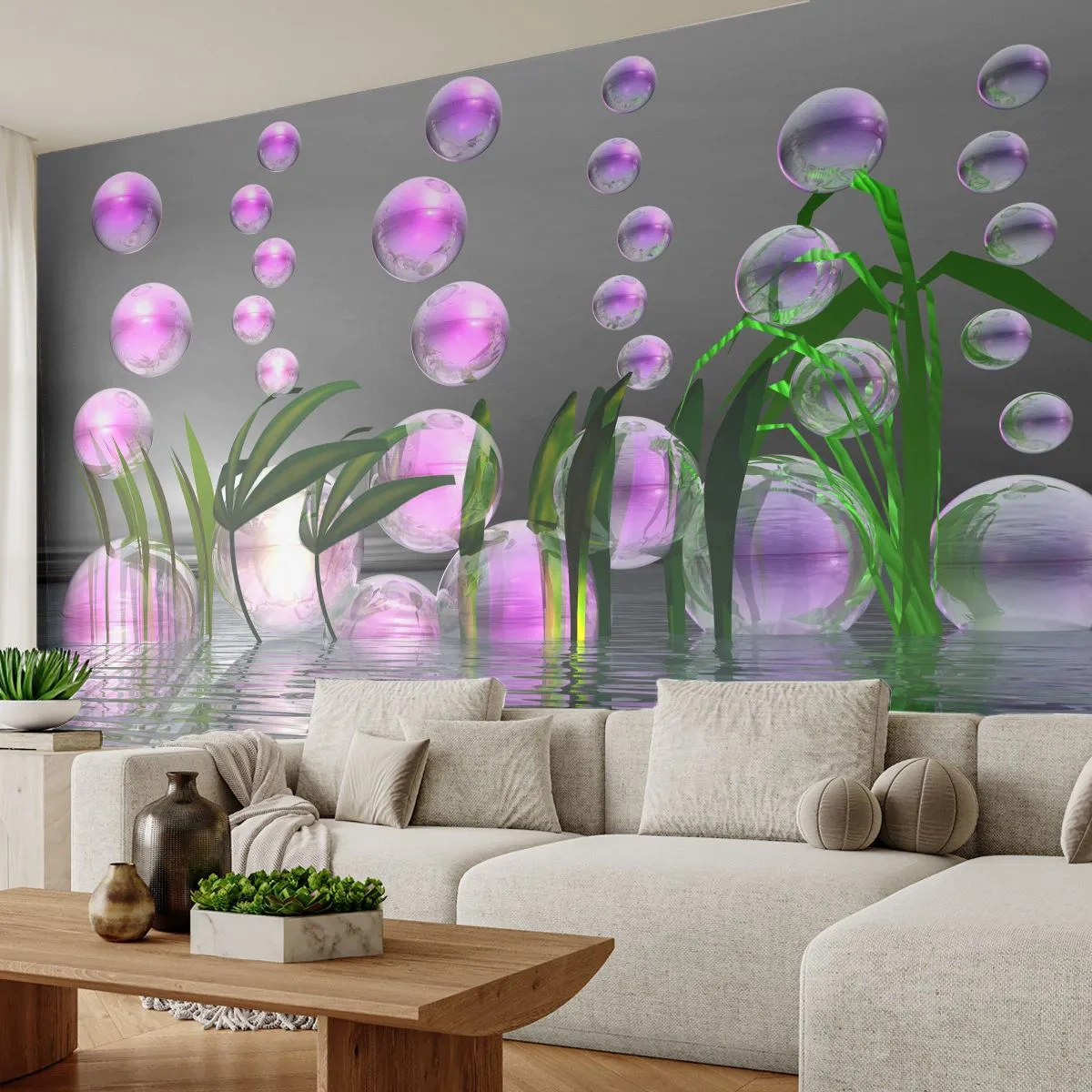 Fototapet Premium Canvas - En reflekterende komposition af lethed og liv - Abstraktion, Grafik, 3D - 100x70 cm