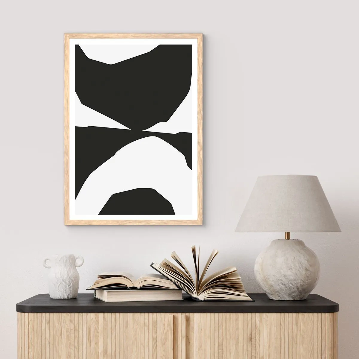 Plakat i ramme af lyst egetræ - Positiv-negativ - 61x91 cm