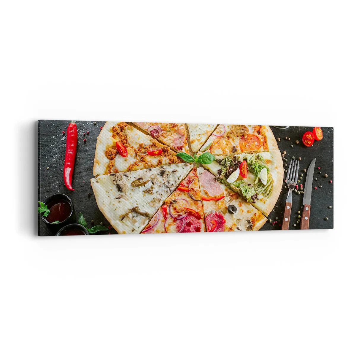 Lærredstryk - Billede på lærred - Et udvalg af smagsvarianter - 90x30 cm