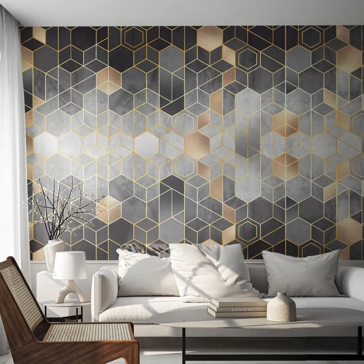 Fototapet Premium Sand - Sammensætning af diamanter - Abstraktion, Stykke, Grafik - 300x210 cm