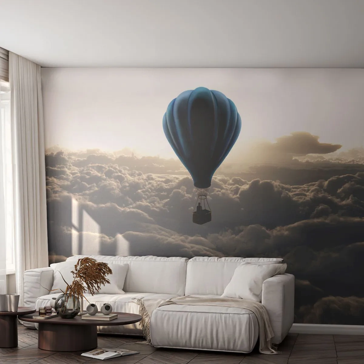 Fototapet Standard Eco - Vandringsmand over skyerne - Landskab, Ballonflyvning, Rejser - 450x315 cm