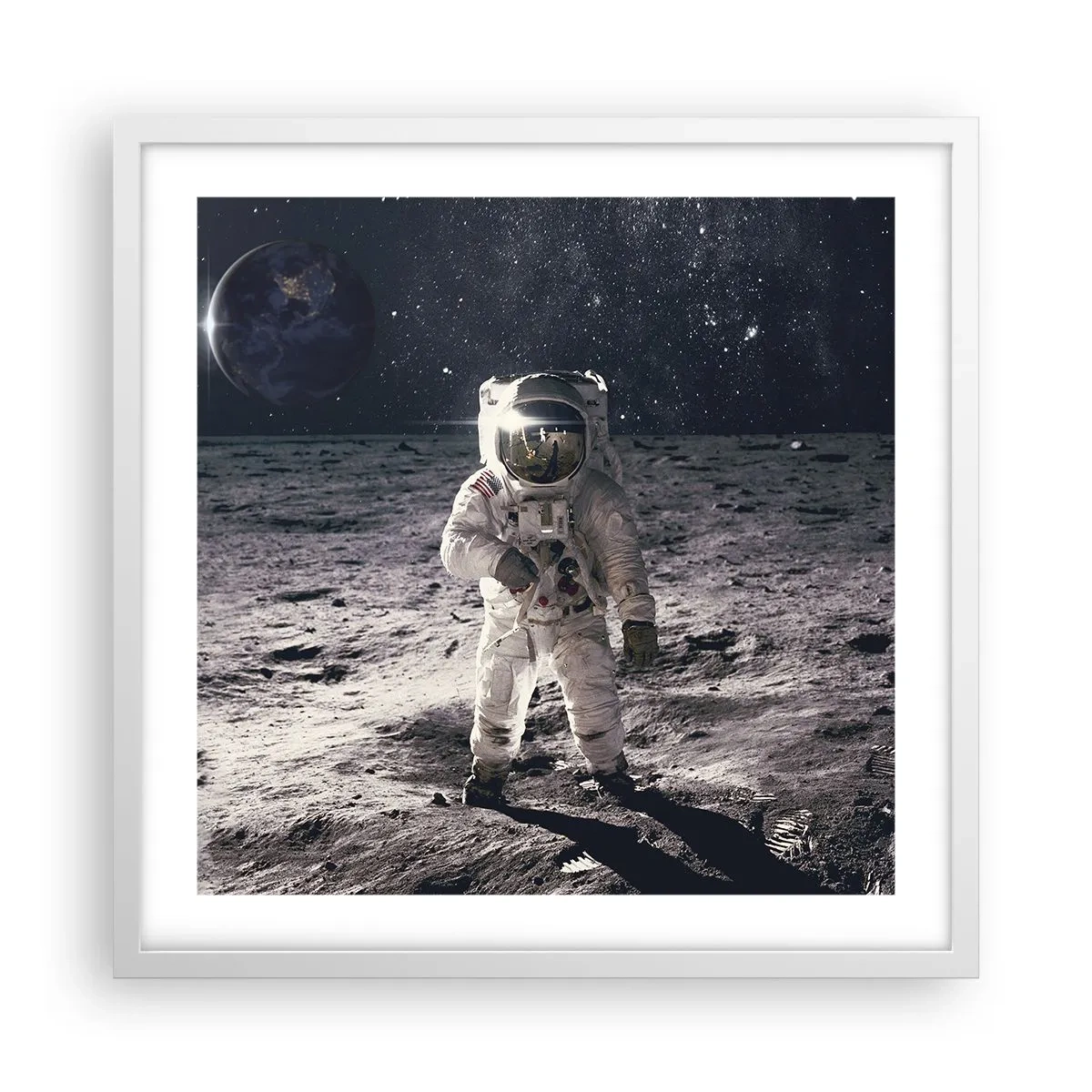 Plakat i hvid ramme - Hilsner fra månen - 50x50 cm