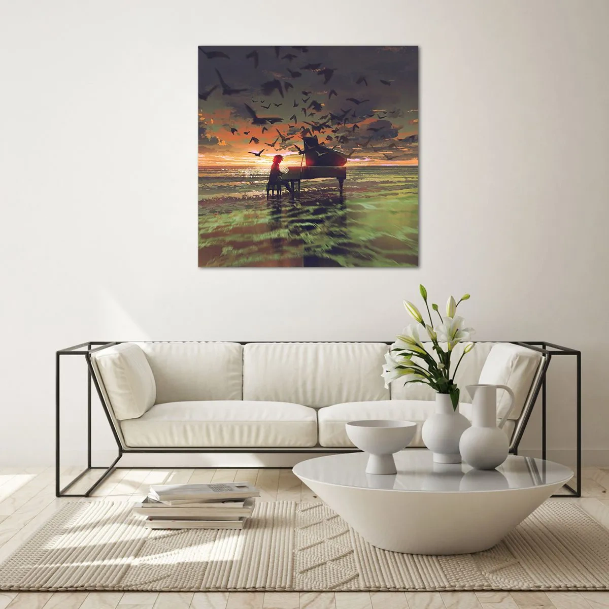 Billede på glas - Koncert for klaver og bølger - 50x50 cm