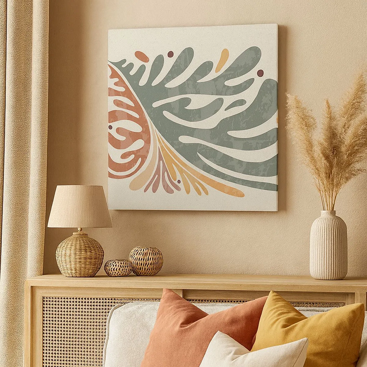 Lærredstryk - Billede på lærred - Flerfarvet blad - 30x30 cm