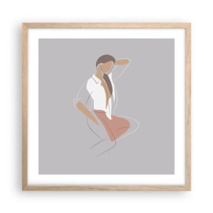 Plakat i ramme af lyst egetræ - Omrids af nåde - 50x50 cm