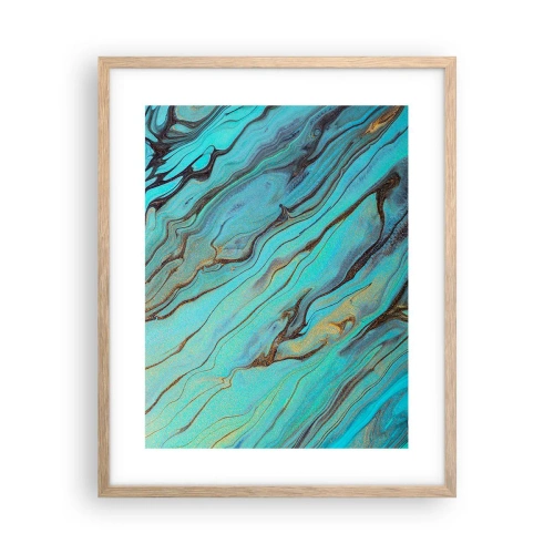 Plakat i ramme af lyst egetræ - Turkis tidevand - 40x50 cm