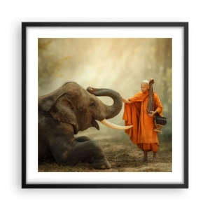 Plakat i sort ramme - Møde på ferien - 50x50 cm