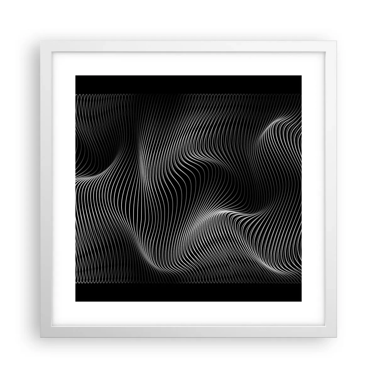 Plakat i hvid ramme - Lysets dans i rummet - 40x40 cm