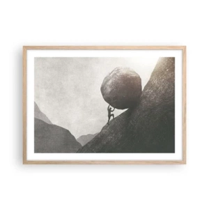 Plakat i ramme af lyst egetræ - Jeg tror mod al forventning - 70x50 cm