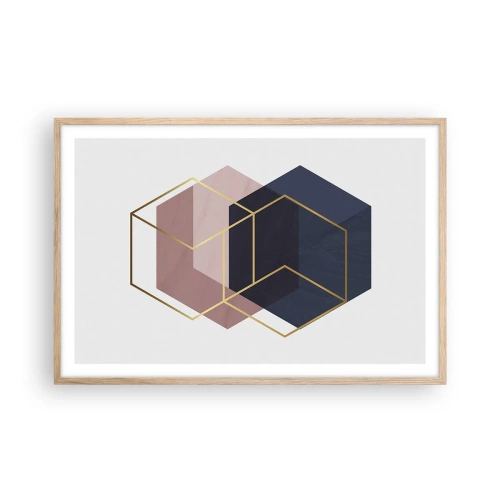 Plakat i ramme af lyst egetræ - Styrken ved enkelhed - 91x61 cm