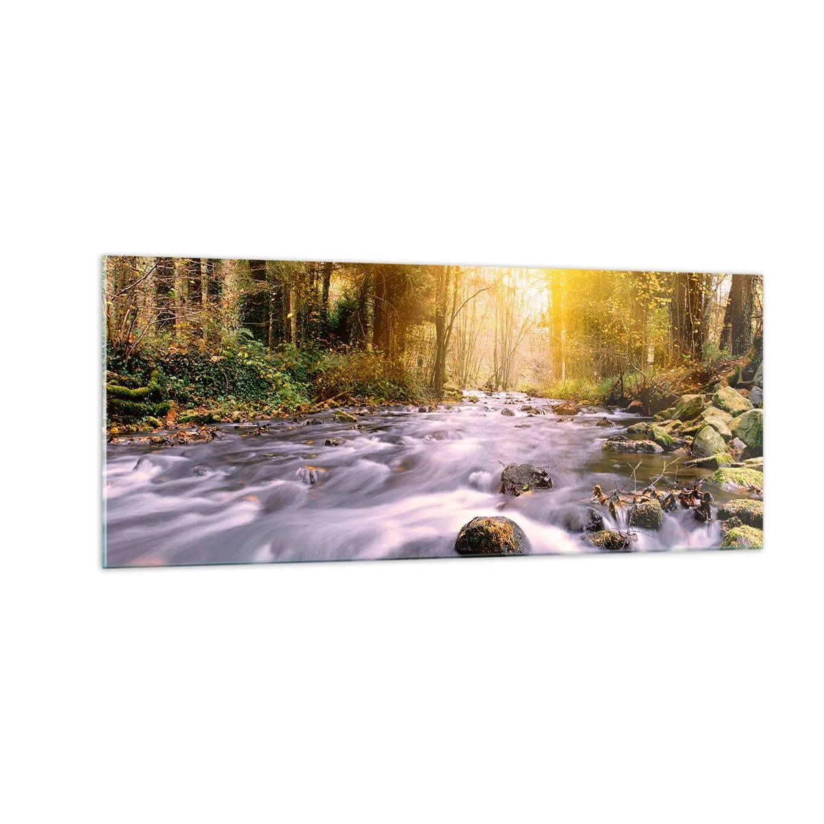 Billede på glas - Malachit i sølv- og guldfatning - 100x40 cm