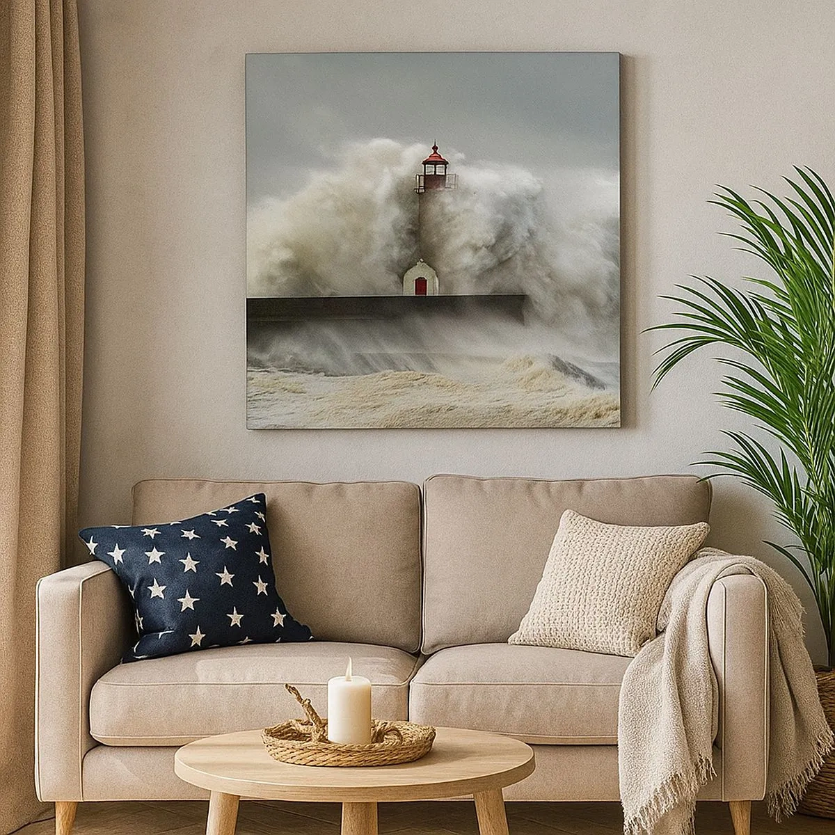 Lærredstryk - Billede på lærred - Havets vrede - 30x30 cm