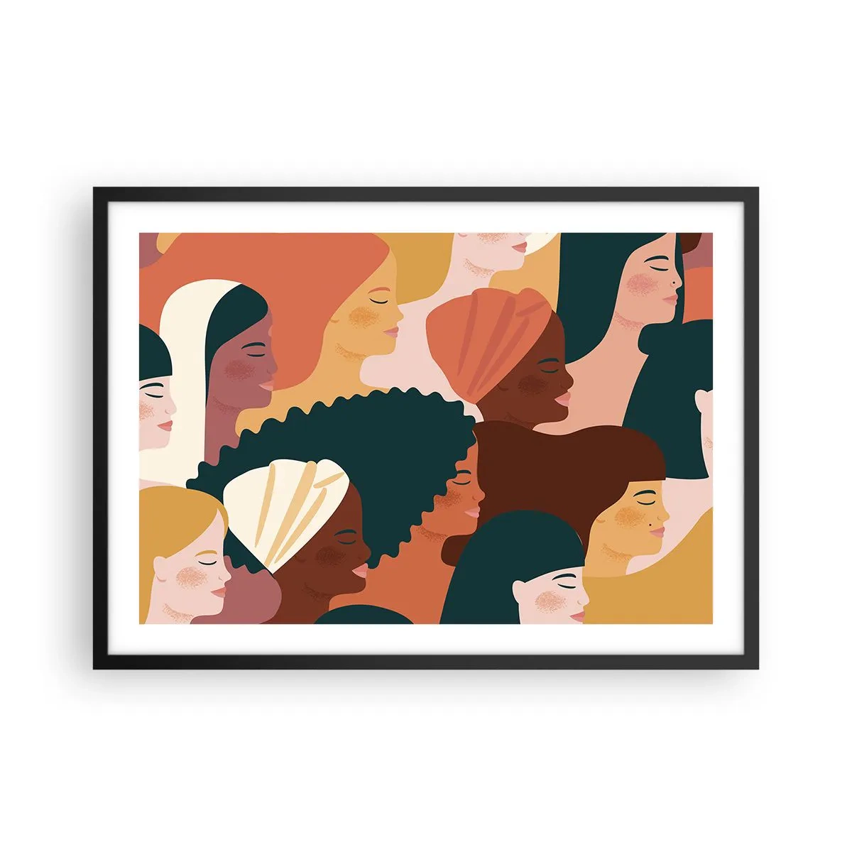 Plakat i sort ramme - Kun kvindelighed - 70x50 cm