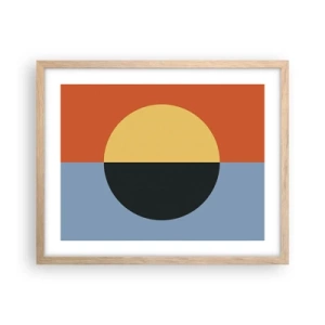 Plakat i ramme af lyst egetræ - En sammensætning af varme og kølighed - 50x40 cm