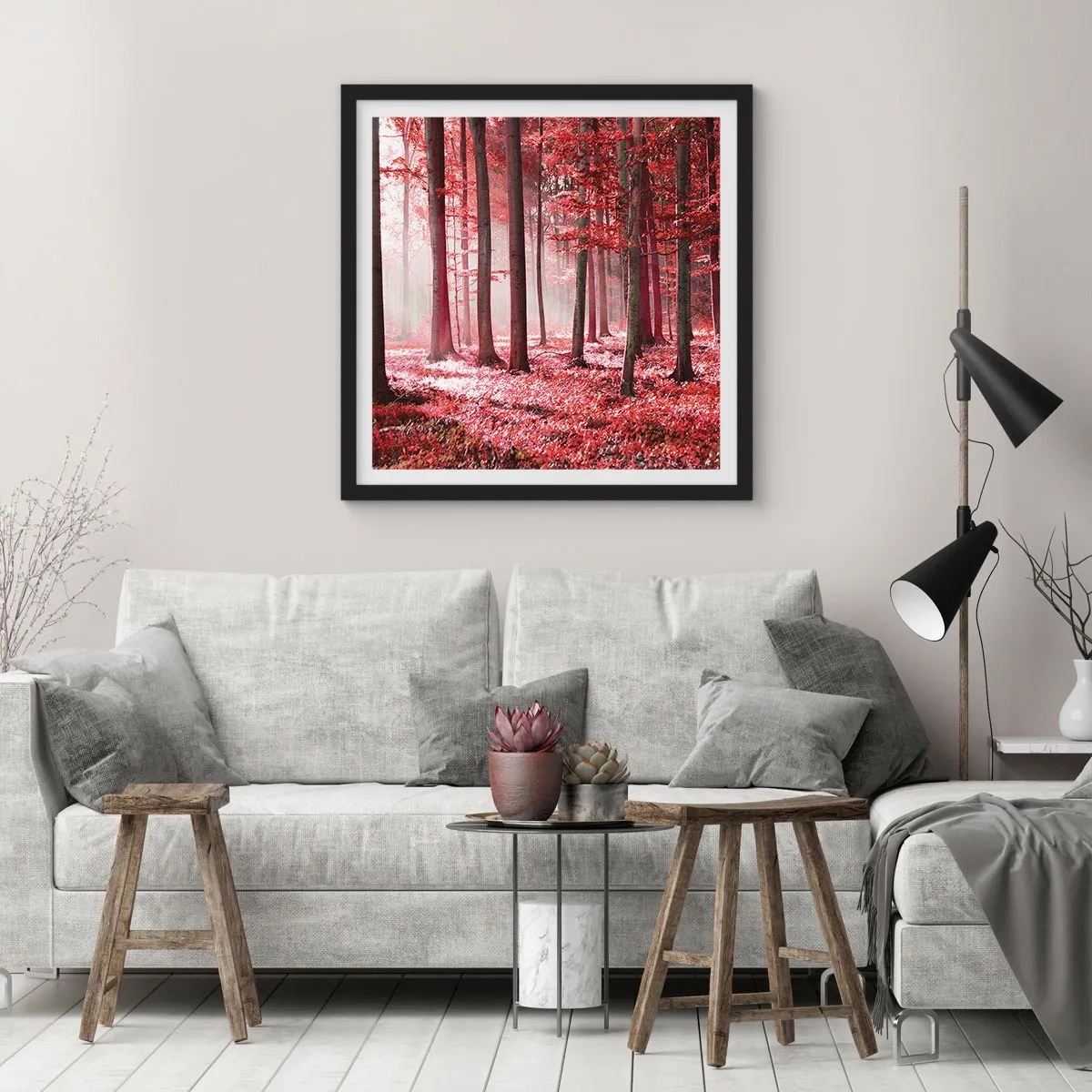 Plakat i sort ramme - Rød er lige så smuk - 40x40 cm