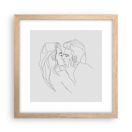 Plakat i ramme af lyst egetræ - I samme linje - 30x30 cm