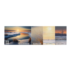 Prøve Fototapet Premium Canvas - Vintersolnedgang - Vinter, flod, Landskab - 100x30 cm