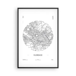 Plakat i sort ramme - Anatomi af Firenze - 61x91 cm