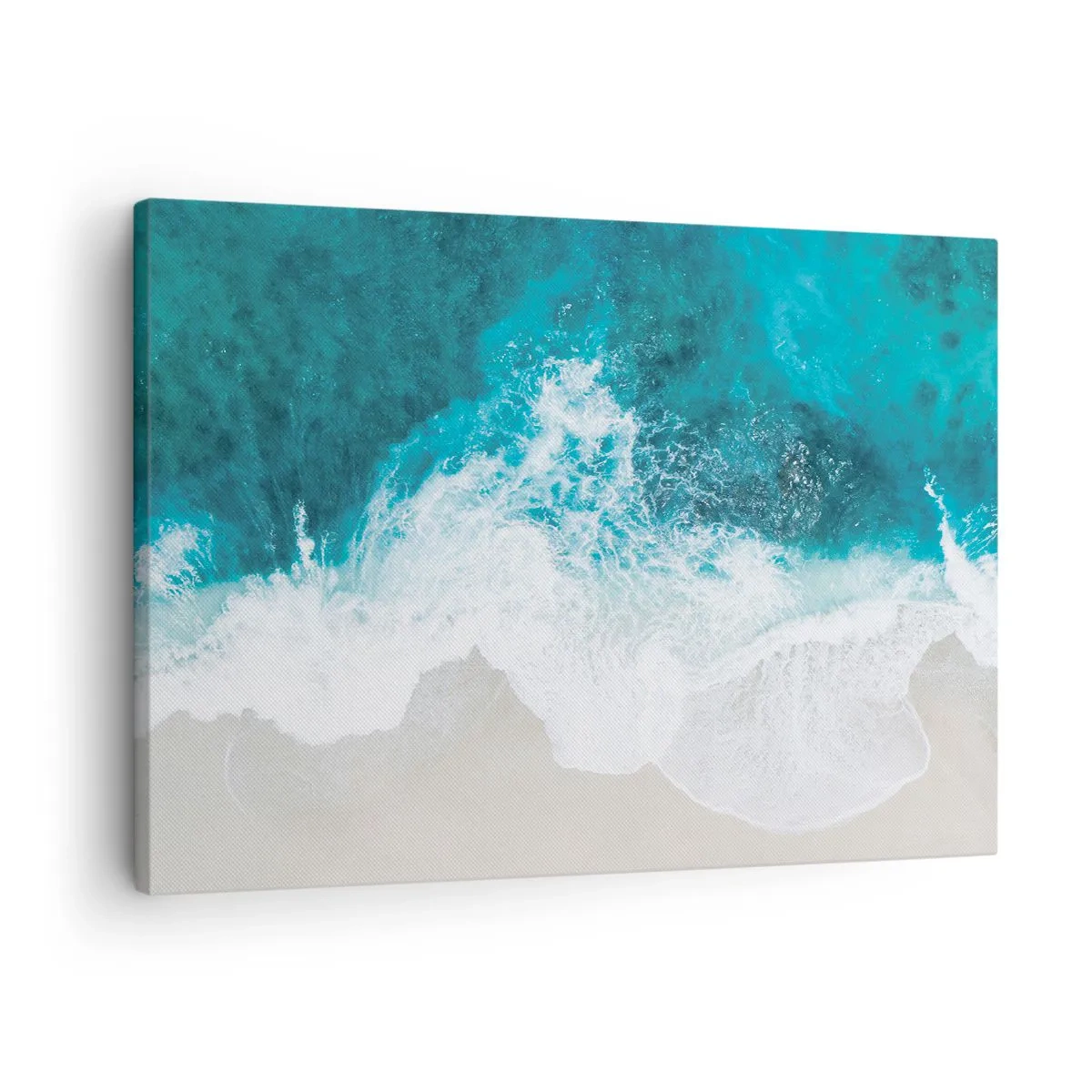 Lærredstryk - Billede på lærred - Turkise havbølger på lyst sand - 70x50cm - Naturlig kærtegn - Moderne vægdekoration til stue og soveværelse ARTTOR