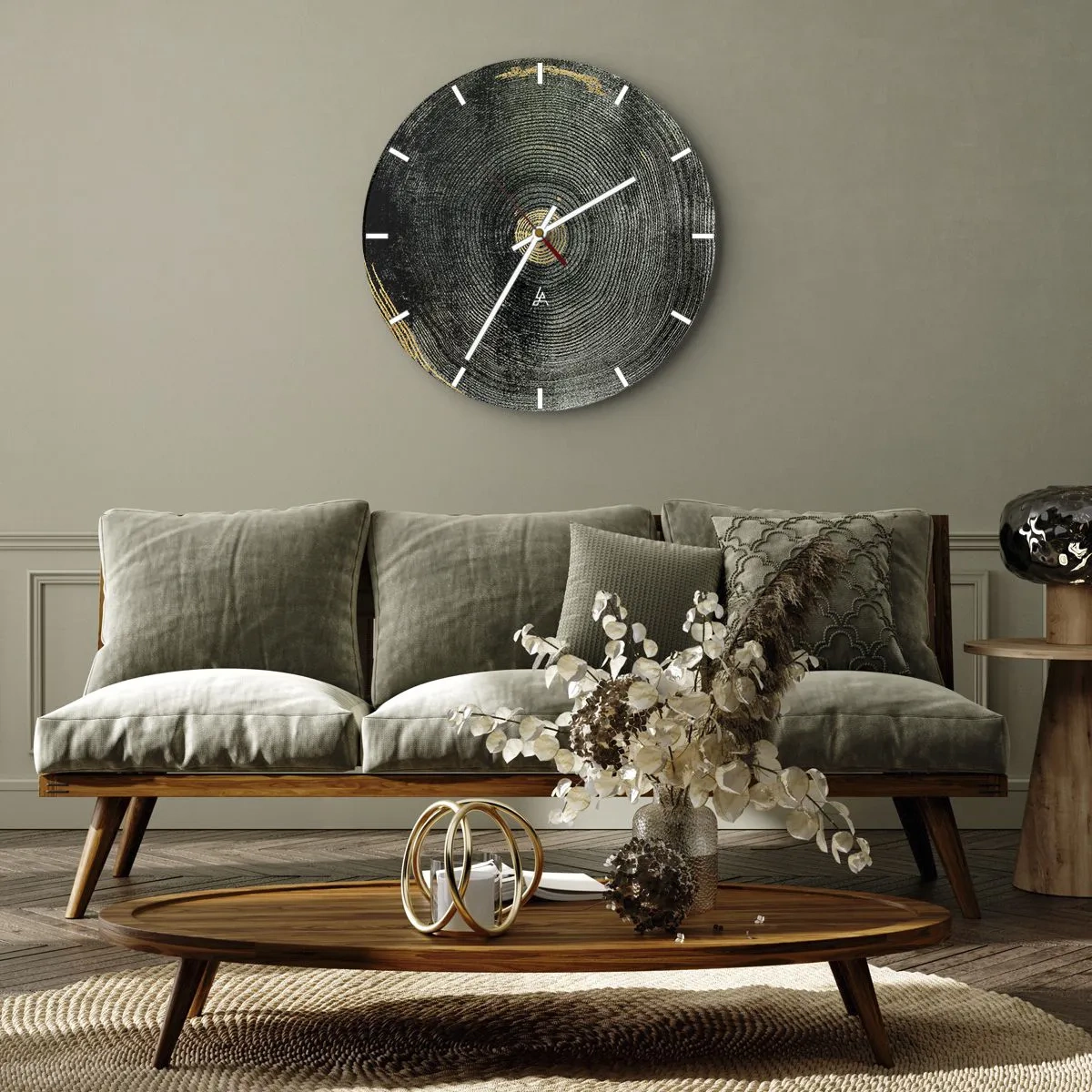 Vægur, Uret - Træstruktur med diskrete gulddetaljer - 30x30cm - Forandring og varighed - Moderne vægdekoration til stue, køkken og soveværelse ARTTOR