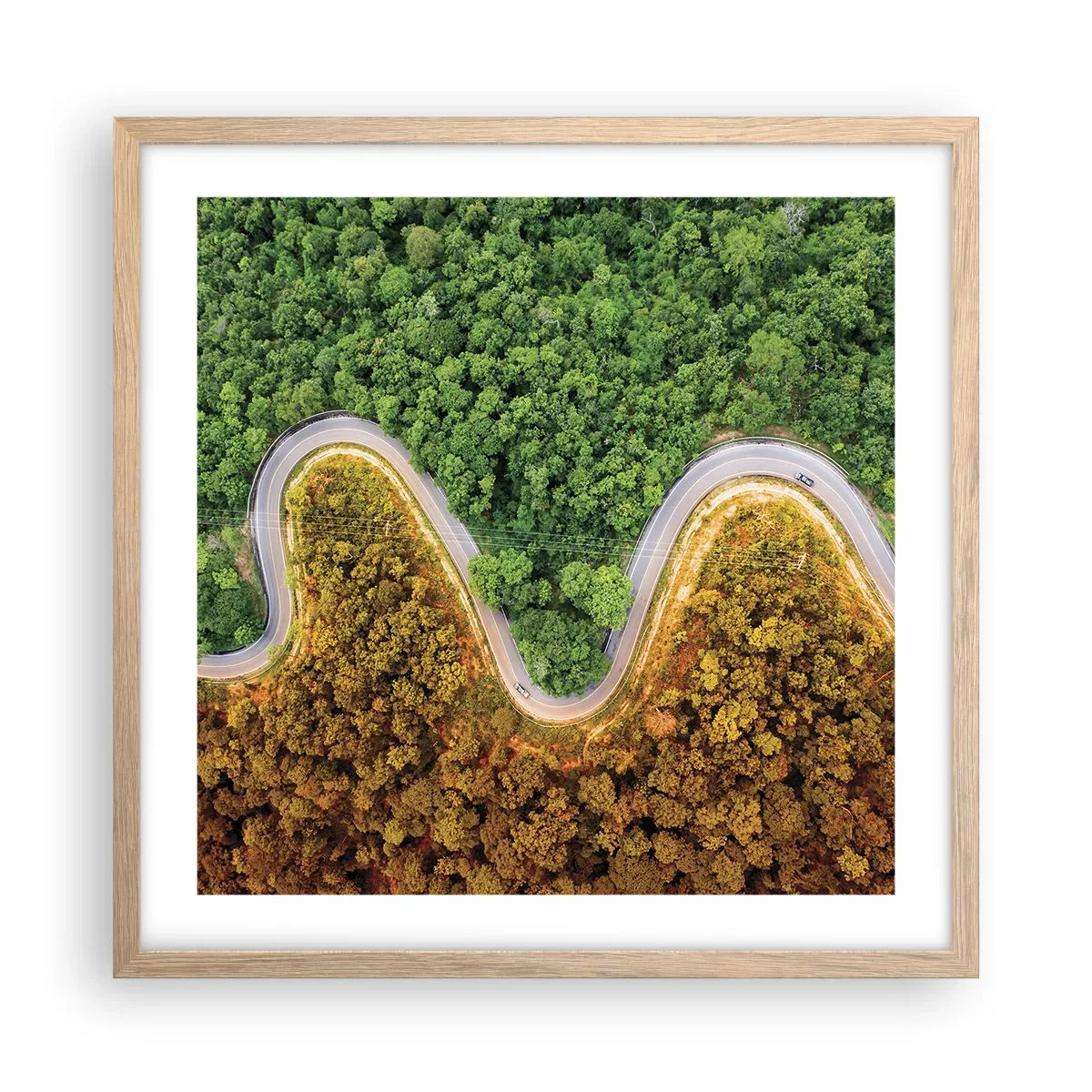 Plakat i ramme af lyst egetræ - Grænser og gennembrud - 50x50 cm