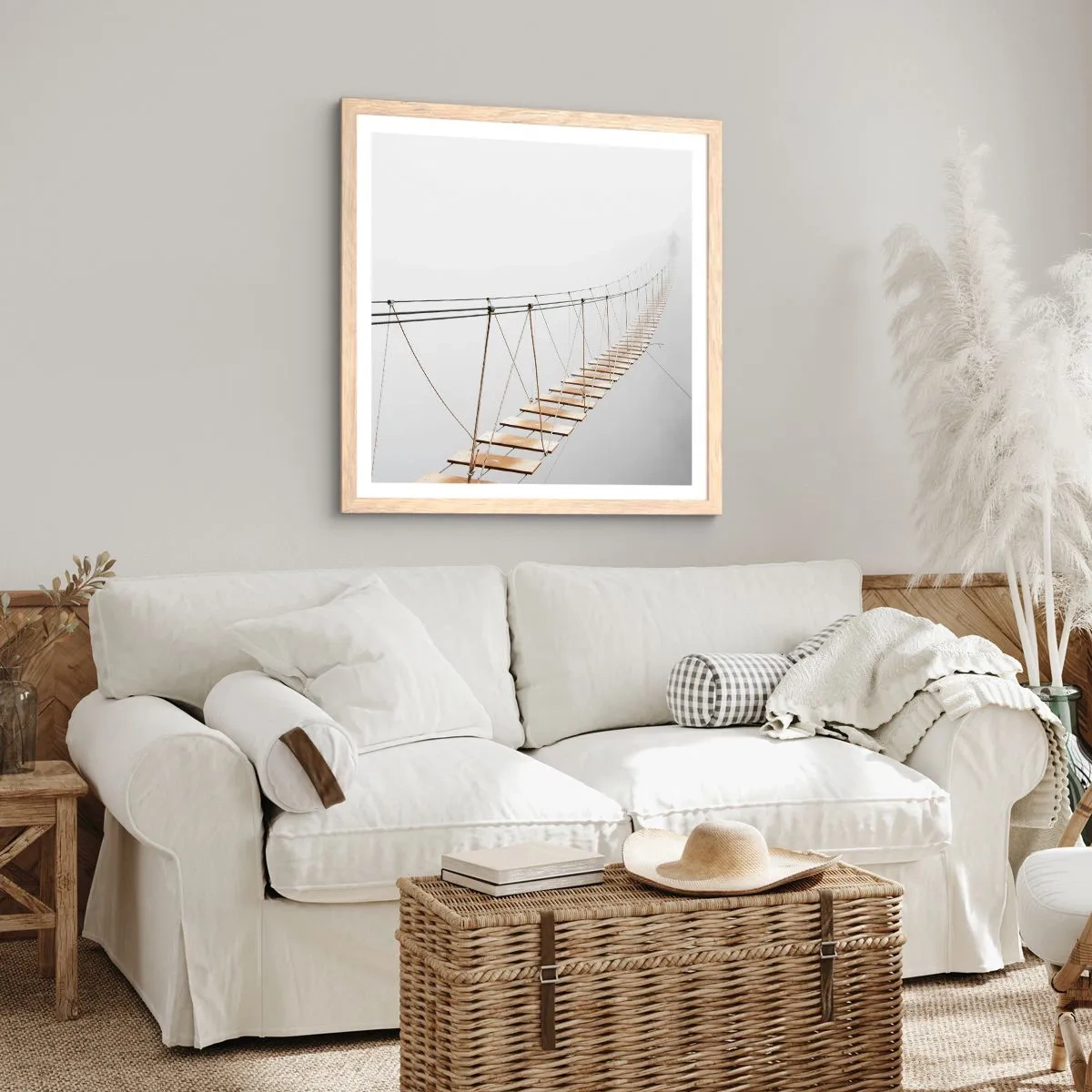 Plakat i ramme af lyst egetræ - Hvor vil det føre dig hen? - 30x30 cm