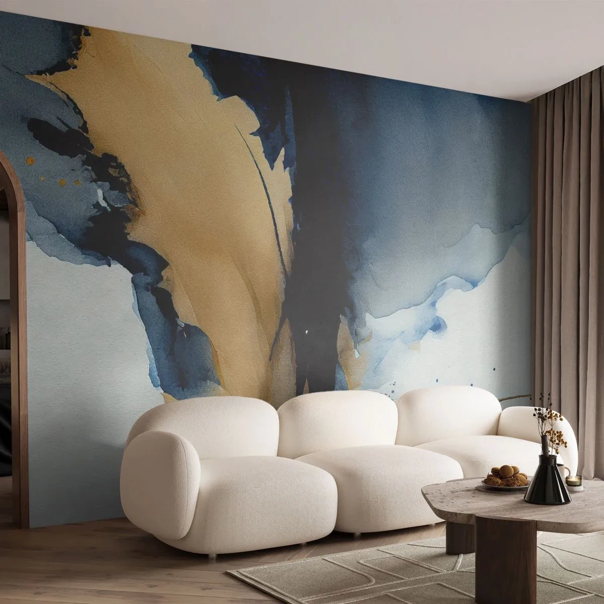 Fototapet Premium Canvas - Bag sløret - Abstraktion, Blæk, Stykke - 400x280 cm