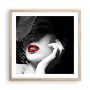 Plakat i ramme af lyst egetræ - Studie i skarlagenrødt - 50x50 cm